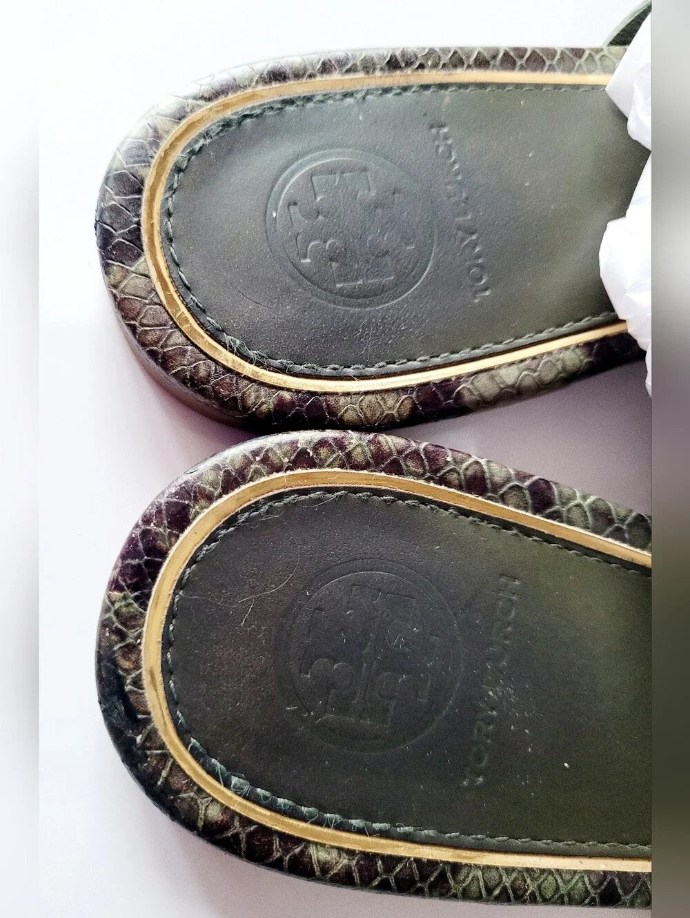Tory Burch Miller Python Metal Medallion Thong Sandals Genuine Leather US 7